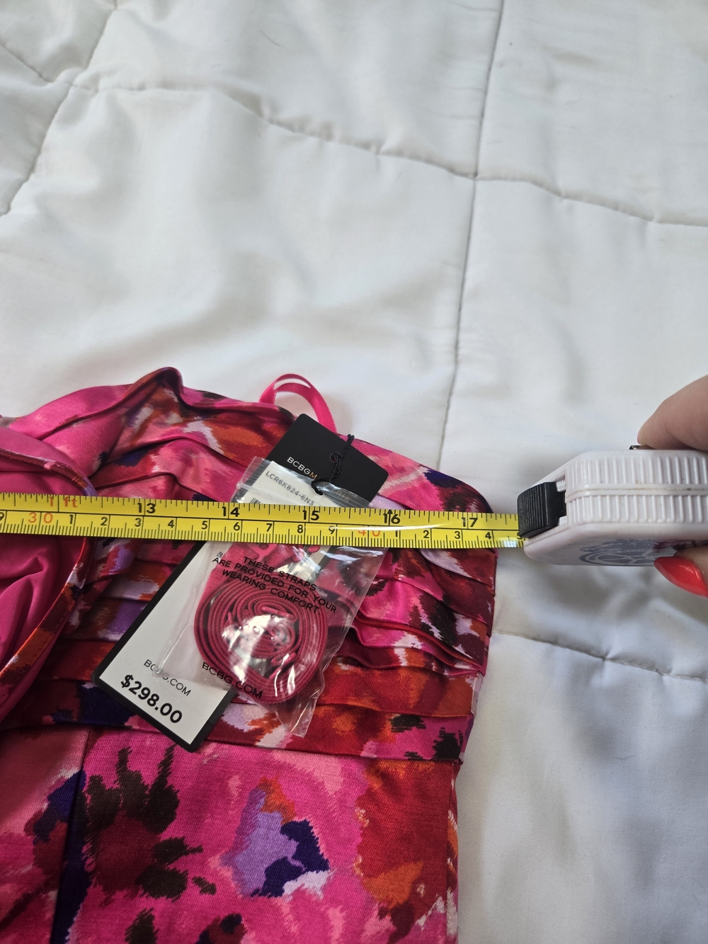 BCBGMaxAzria Hot Pink Floral Strapless Dress - Picture 7 of 14